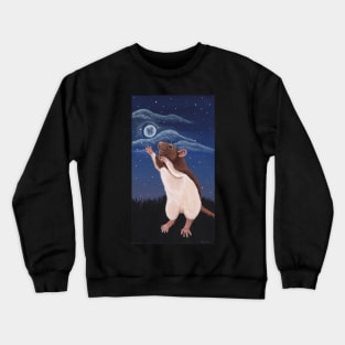 Agouti Brown Hooded Fancy Rat Reaching for the Moon Crewneck Sweatshirt